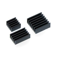 Set of heat sinks for Raspberry Pi - black with heat transfer tape - 3 pcs