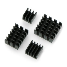 Set of heat sinks for Raspberry Pi - with heat transfer tape - black - 4 pcs