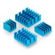 Set of heat sinks for Raspberry Pi - with heat transfer tape - blue - 4 pcs