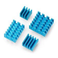 Set of heat sinks for Raspberry Pi - with heat transfer tape - blue - 4 pcs