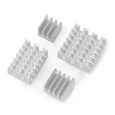 Set of heat sinks for Raspberry Pi - with heat transfer tape - silver - 4 pcs