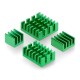 Set of heat sinks for Raspberry Pi - with heat transfer tape - green - 4 pcs