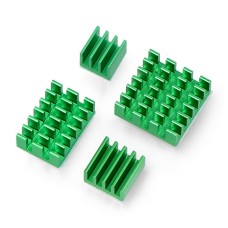 Set of heat sinks for Raspberry Pi - with heat transfer tape - green - 4 pcs