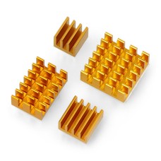 Set of heat sinks for Raspberry Pi - with heat transfer tape - gold - 4 pcs