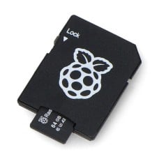 Raspberry microSD 64GB 100MB/s Class A2 Memory Card with Raspberry Pi OS - with adapter and case included