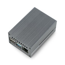 Aliumininis dėklas, skirtas Raspberry Pi 4B su ventiliatoriumi - pilkas