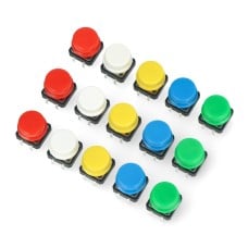 Tact Switch 12x12mm - round - collored buttons - x15