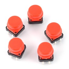 Tact Switch 12x12mm with cap - red mushroom - 5 pcs