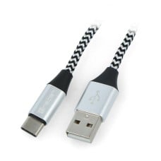 Tracer USB A - USB C 2.0 cable black and silver braid - 1m 