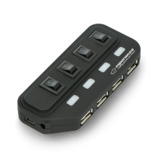 USB 2.0 šakotuvas EA-127 4 prievadų Esperanza su jungikliais