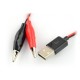 Krokodilo žnyplės su laidu + USB kištukinė jungtis