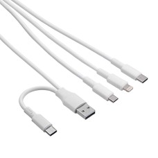 USB A/USB C laidas - USB C + Lightning + microUSB B - 1.2m baltas - Akyga AK-USB-52