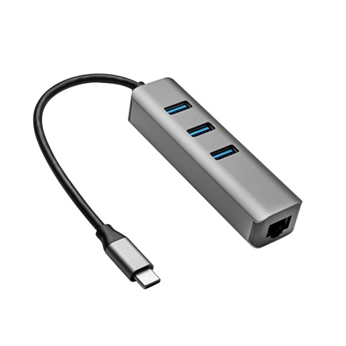 USB C Hub - 3xUSB A and Gigabit Ethernet - Akyga AK-AD-66 USB C Hub - 3xUSB A and Gigabit Ethernet - Akyga AK-AD-66