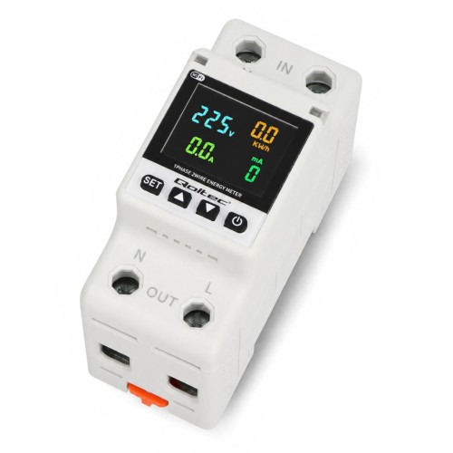 Single-phase energy consumption meter for DIN rail - 63A - WiFi Tuya - Qoltec 50981 Single-phase energy consumption meter for DIN rail - 63A - WiFi Tuya - Qoltec 50981
