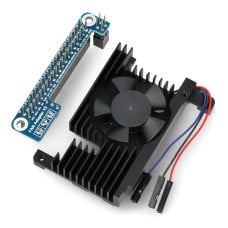 Viskas viename – aušinimo ventiliatorius su aušintuvu – aliuminis – su PWM reguliavimu + adapteris – skirtas Raspberry Pi 4B – Waveshare 22931
