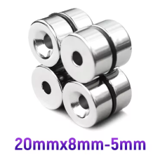 Neodimio apvalus magnetas su M5 skyle 20x8mm