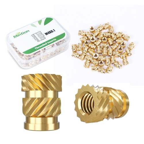 Mintion M4 x 8.1 mm x 6.3 mm srieginių įdėklų rinkinys - 50 vnt Mintion M4 x 8.1 mm x 6.3 mm srieginių įdėklų rinkinys - 50 vnt