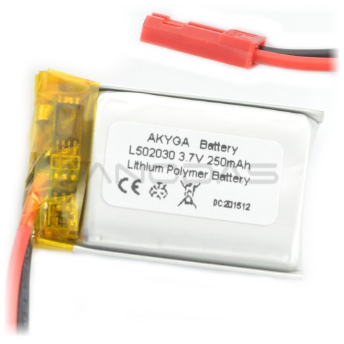 Battery Li-Pol Akyga 250mAh 1S 3.7V - connector JST-BEC + socket 