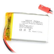 Battery Li-Pol Akyga 980mAh 1S 3.7V - Connectors JST-BEC + Socket