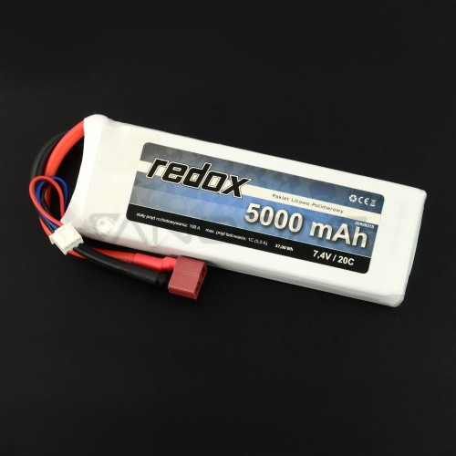Battery Li-Pol Redox 5000mAh 20C 2S 7.4V 
