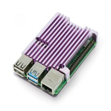 Raspberry Pi 4B aliumininis radiatorius - dėžutė violetinės spalvos