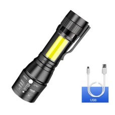 COB T6-19 mini LED flashlight - Aluminum - USB rechargeable - side light