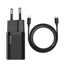 Baseus Super Si Quick Charger 1C 20W with USB-C cable for Lightning 1m - Black