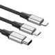 Baseus Rapid USB-C kabelis 3in1 C tipo / Lightning / Micro 3A 1.2M - juodas 