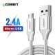 UGREEN micro USB kabelis QC 3.0 2.4A 1m - Baltas