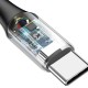 Baseus X-type kabelis USB-C su LED apšvietimu QC 3.0 1m - Juodas