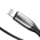 Baseus Horizontal Lightning Cable with LED Lamp 0.5m 2.4A - Black