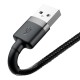 USB Lightning kabelis Baseus Cafule 2A 3m - Juodas / Pilkas