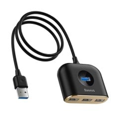 Baseus Square Round USB Adapter HUB USB 3.0 to 1x USB 3.0 + 3x USB 2.0.1m - Black