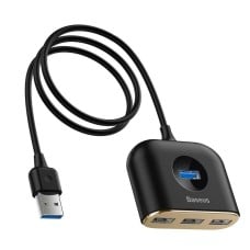 Baseus apvalus USB adapteris HUB USB 3.0 - 1x USB 3.0 + 3x USB 2.0.1m - Juodas 