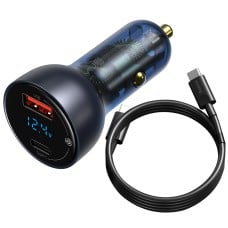 Baseus QC + PPS automobilinis įkroviklis 65W su USB-C kabeliu 1m 100W - Juodas