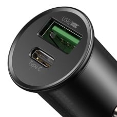 Baseus Circular Metal PPS Quick Charger Car Charger 30W (Support VOOC) - Black