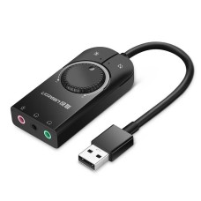 External USB audio card UGREEN 1m - Black
