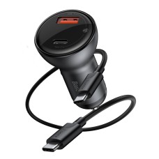 Baseus Digital Display car charger + USB-C cable 2x USB QC3.0 45W 3A - Black