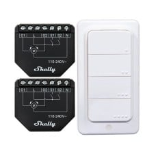 2 žaliuzių/užuolaidų WiFi valdiklių rinkinys Shelly Shutter + BLU RC mygtukas 4