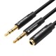 Vention AUX 2x 3.5mm kabelis 0.3m - Juodas