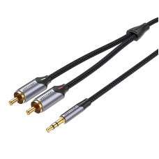 2xRCA kabelio (Cinch) lizdas iki 3.5 mm Vention BCNBJ 5m (pilkas)