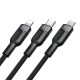 3in1 USB į USB-C / Lightning / Micro USB kabelis, Mcdodo CA-0930, 6A, 1.2 m (juodas)