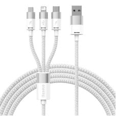 3in1 USB cable Baseus StarSpeed Series, USB-C + Micro + Lightning 3.5A, 1.2m (White)