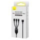 3in1 USB laidas Baseus Flash II serija, USB-C + mikro USB + Lightning, 66 W, 1.2 m (juodas)
