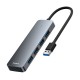 4in1 Hub Baseus  UltraJoy Lite USB-A to USB 3.0 15cm (grey) 4in1 Hub Baseus  UltraJoy Lite USB-A to USB 3.0 15cm (grey)