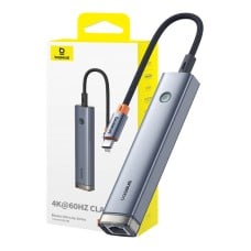 5 prievadų HUB AIR Baseus UltraJoy Series Type-C – HDMI, USB3.0x2, PD, RJ45 (pilka)