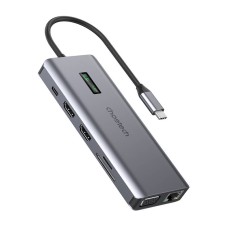 Adapteris 12in1 Choetech HUB-M26 USB-C for USB-C+ USB-A+ HDMI+ VGA+ AUX+ SD+ TF - Pilkas