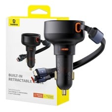 Car Charger Baseus Enjoyment USB-C with USB-C cable and Lightning  60W (black)