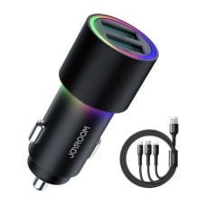 Car Charger Joyroom JR-CL10, 2x USB, 4.8A + Cable 3in1 (black)