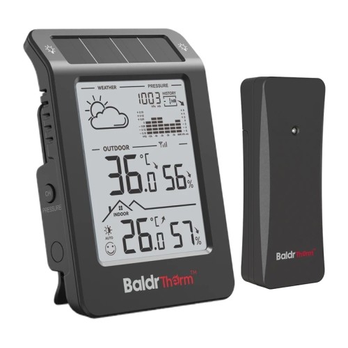 BALDRTHERM B0596WT2H2P-V1 saulės energija varoma meteorologinė stotelė (juoda) 